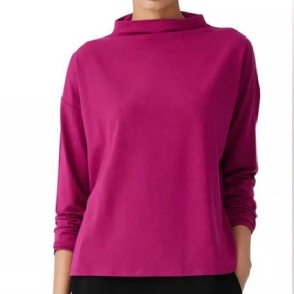 Eileen Fisher Womens Sweater Cozy Brushed Terry Fuchsia Size XL Quiet Luxury NWT - Picture 1 of 9